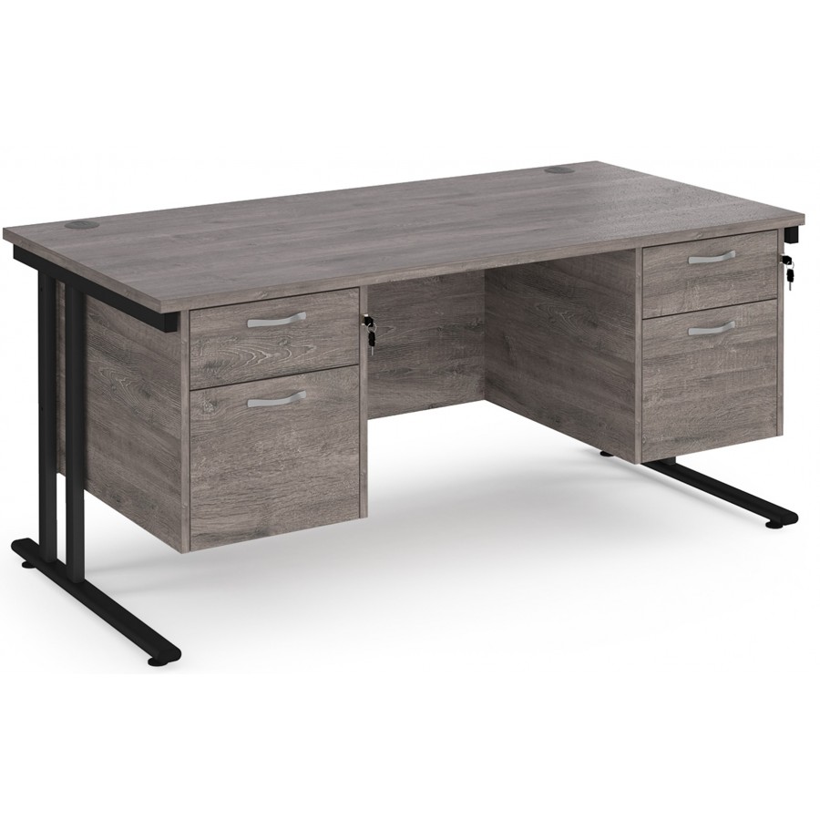 Maestro Cantilever Straight Desk with 2 Pedestals